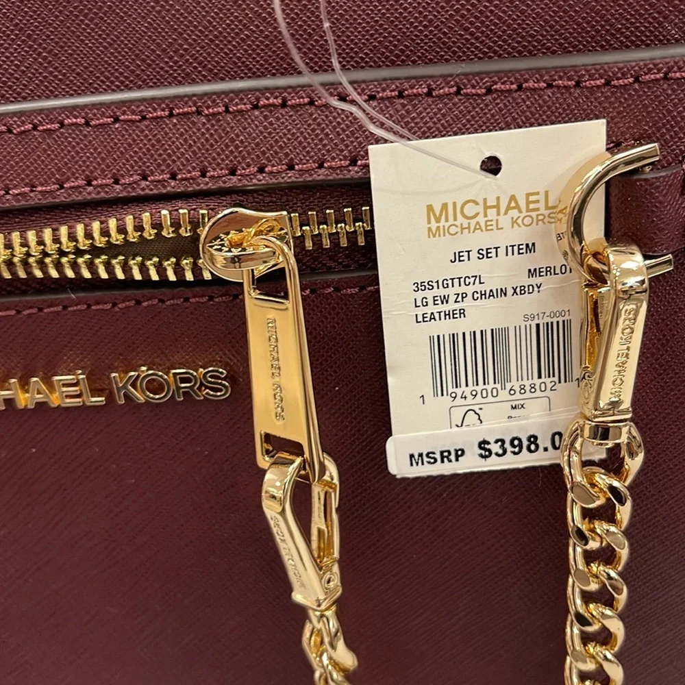 Michael Kors Jet Set Item Large East West Zip Chain Crossbody Bordeaux